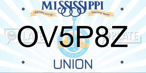 OV5P8Z Mississippi License Plate