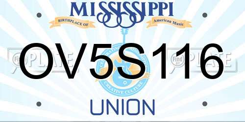 OV5S116 Mississippi License Plate