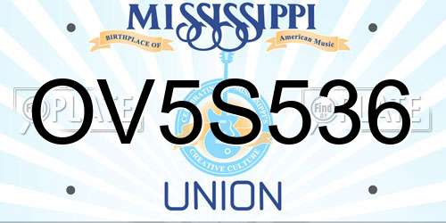 OV5S536 Mississippi License Plate