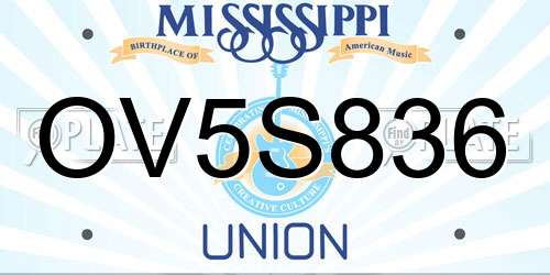 OV5S836 Mississippi License Plate