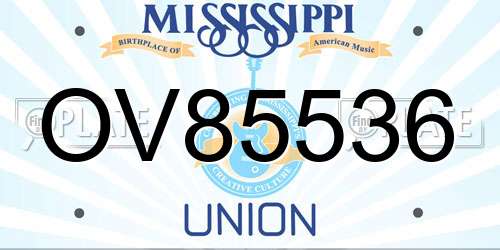 OV85536 Mississippi License Plate