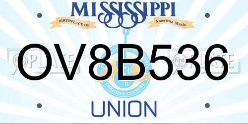 OV8B536 Mississippi License Plate