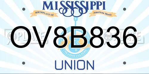 OV8B836 Mississippi License Plate