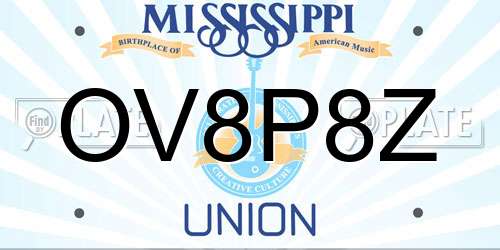 OV8P8Z Mississippi License Plate