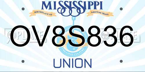 OV8S836 Mississippi License Plate