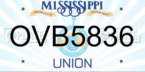 OVB5836 Mississippi License Plate