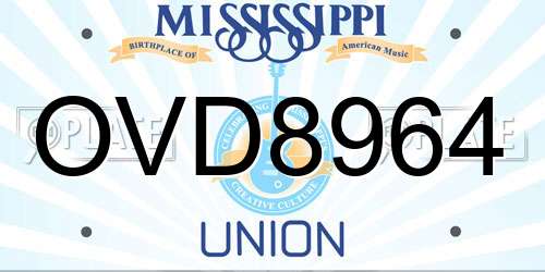 OVD8964 Mississippi License Plate