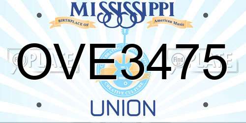 OVE3475 Mississippi License Plate