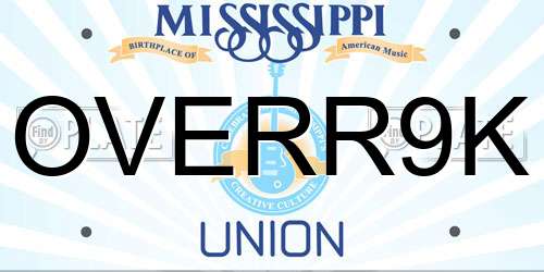 OVERR9K Mississippi License Plate
