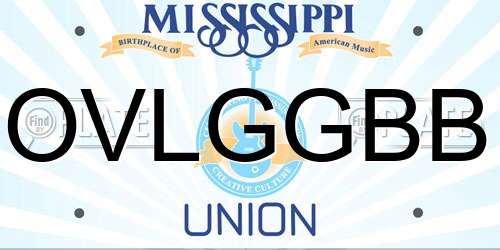 OVLGGBB Mississippi License Plate