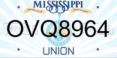 OVQ8964 Mississippi License Plate