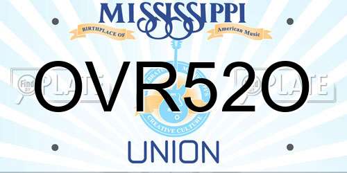 OVR52O Mississippi License Plate