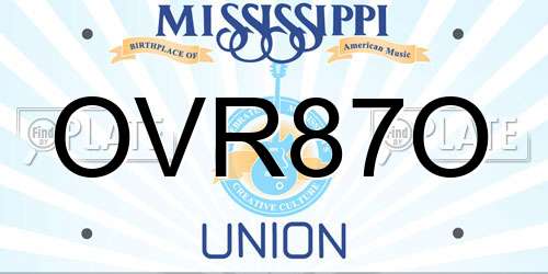 OVR87O Mississippi License Plate