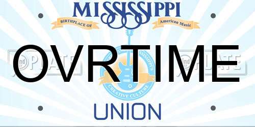 OVRTIME Mississippi License Plate