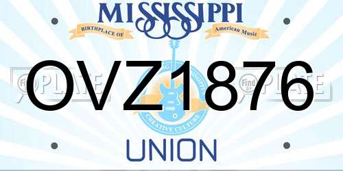 OVZ1876 Mississippi License Plate
