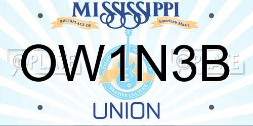OW1N3B Mississippi License Plate