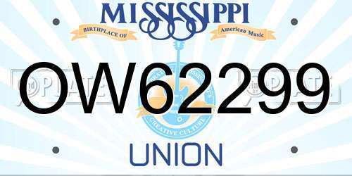 OW62299 Mississippi License Plate