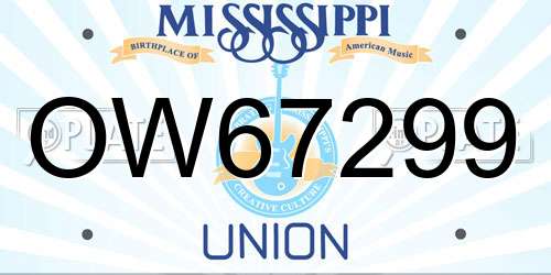 OW67299 Mississippi License Plate