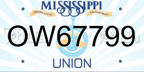 OW67799 Mississippi License Plate