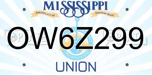 OW6Z299 Mississippi License Plate
