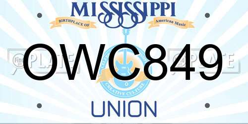 OWC849 Mississippi License Plate