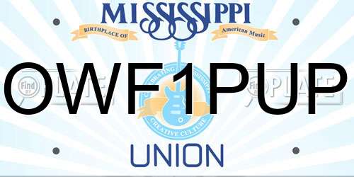 OWF1PUP Mississippi License Plate