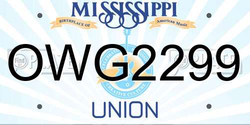 OWG2299 Mississippi License Plate