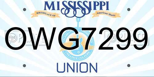 OWG7299 Mississippi License Plate