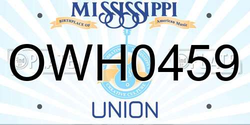OWH0459 Mississippi License Plate