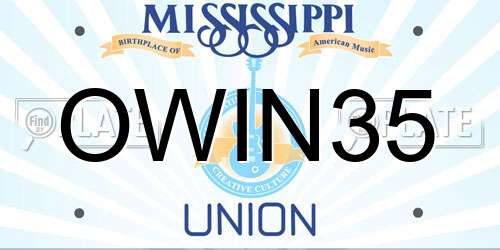 OWIN35 Mississippi License Plate