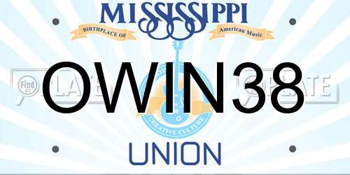 OWIN38 Mississippi License Plate