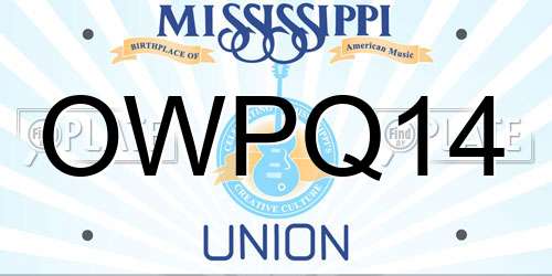OWPQ14 Mississippi License Plate
