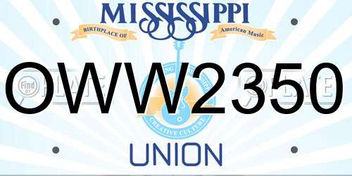 OWW2350 Mississippi License Plate