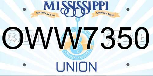 OWW7350 Mississippi License Plate