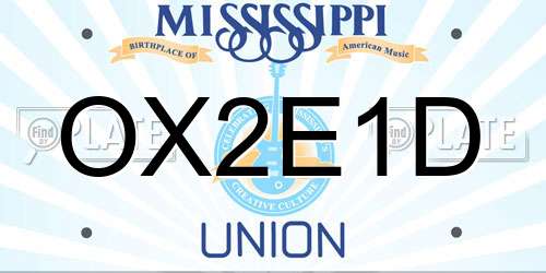 OX2E1D Mississippi License Plate