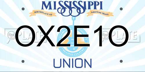 OX2E1O Mississippi License Plate