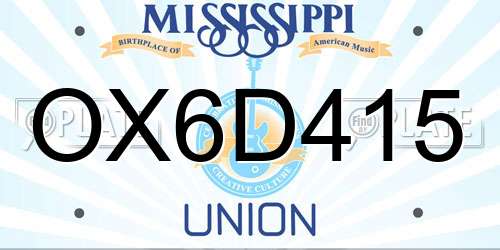 OX6D415 Mississippi License Plate