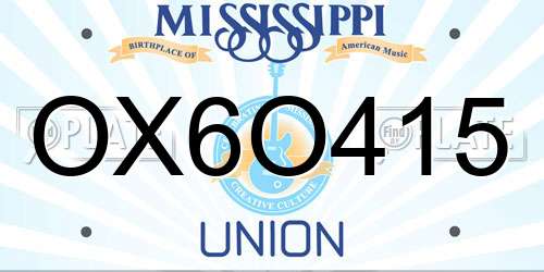 OX6O415 Mississippi License Plate