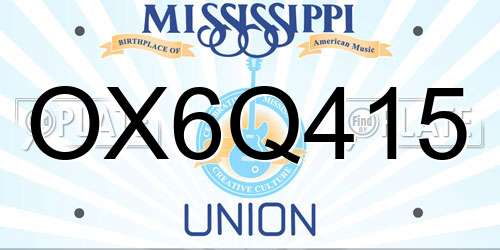OX6Q415 Mississippi License Plate