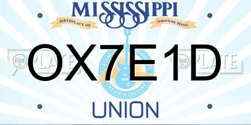 OX7E1D Mississippi License Plate