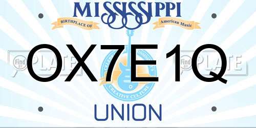 OX7E1Q Mississippi License Plate