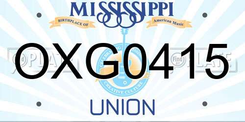 OXG0415 Mississippi License Plate