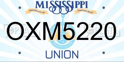 OXM5220 Mississippi License Plate