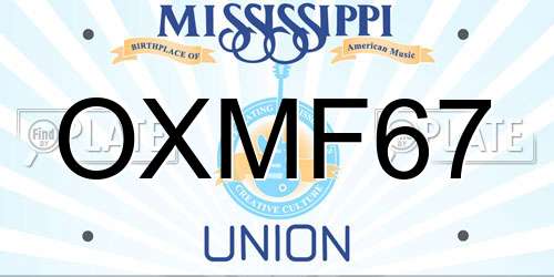 OXMF67 Mississippi License Plate