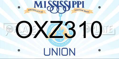 OXZ310 Mississippi License Plate
