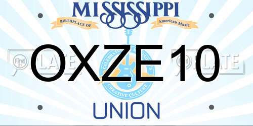 OXZE10 Mississippi License Plate