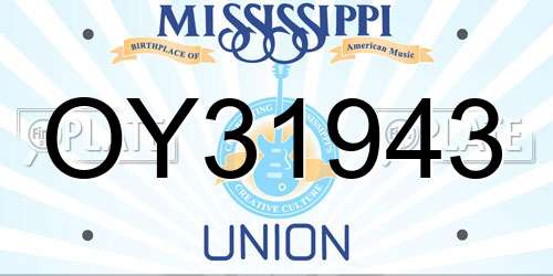 OY31943 Mississippi License Plate