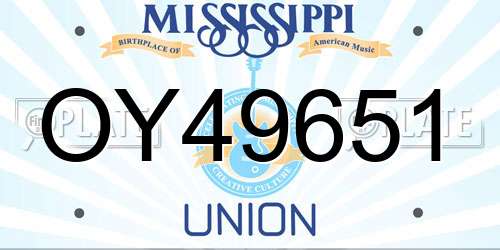 OY49651 Mississippi License Plate