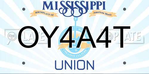 OY4A4T Mississippi License Plate