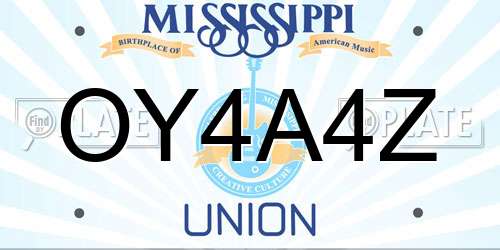 OY4A4Z Mississippi License Plate